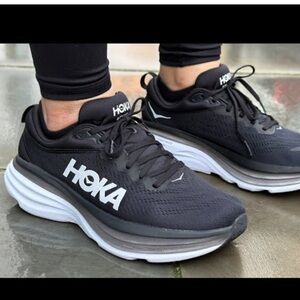 Hoka One One Bondi 8 Charcoal and White Shoes